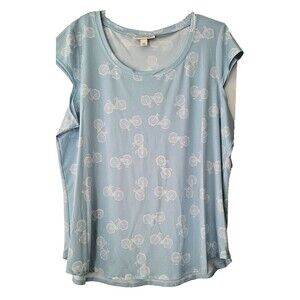 EMALINE WOMAN's  BLUE BICYCLE PRINT PULLOVER TOP SIZE 2X-NWT